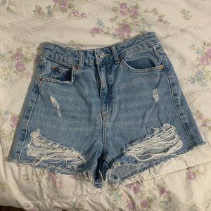 Topshop High Waisted Denim Shorts